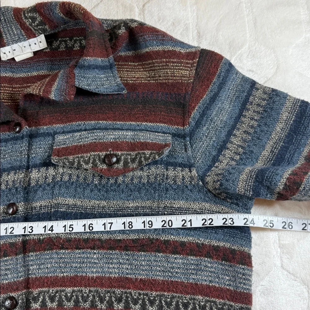 Style New York Vintage Southwestern Wool Blend Striped Jacket Womens 14 Large US - Picture 9 of 13